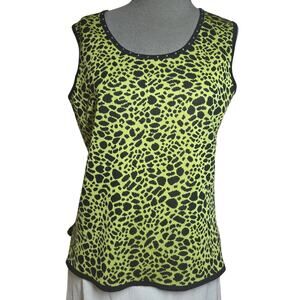 Animal Print Embellished Neckline Sleevless Sweater Size Medium